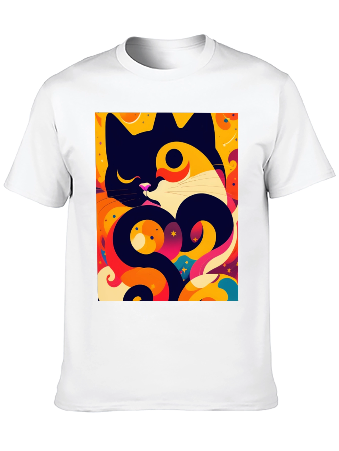 Abstract Cat Graphic Tee - Artistic Style