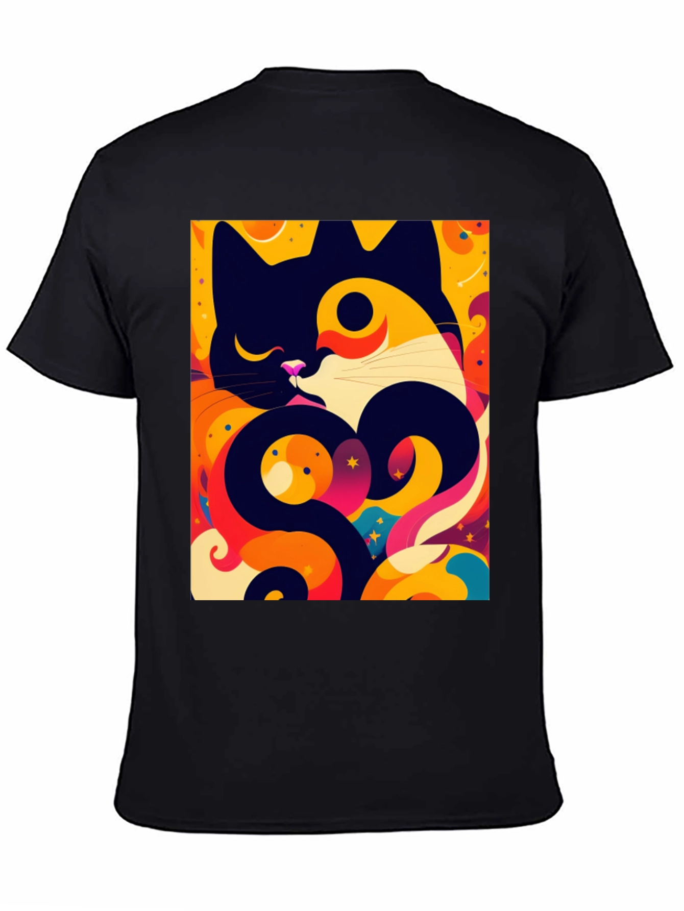 Abstract Cat Graphic Tee - Artistic Style
