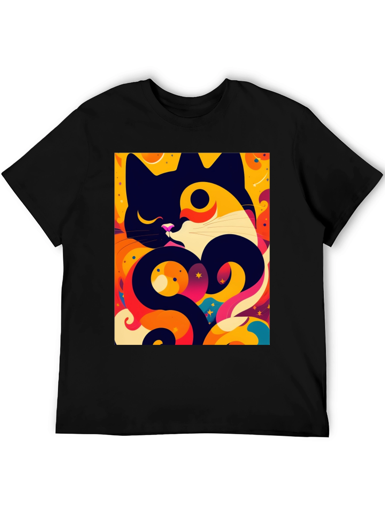 Abstract Cat Graphic Tee - Artistic Style