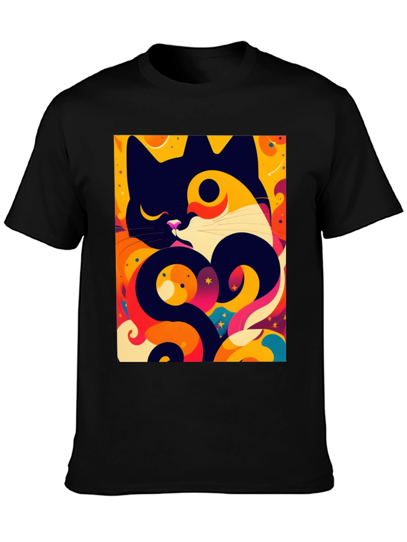 Abstract Cat Graphic Tee - Artistic Style