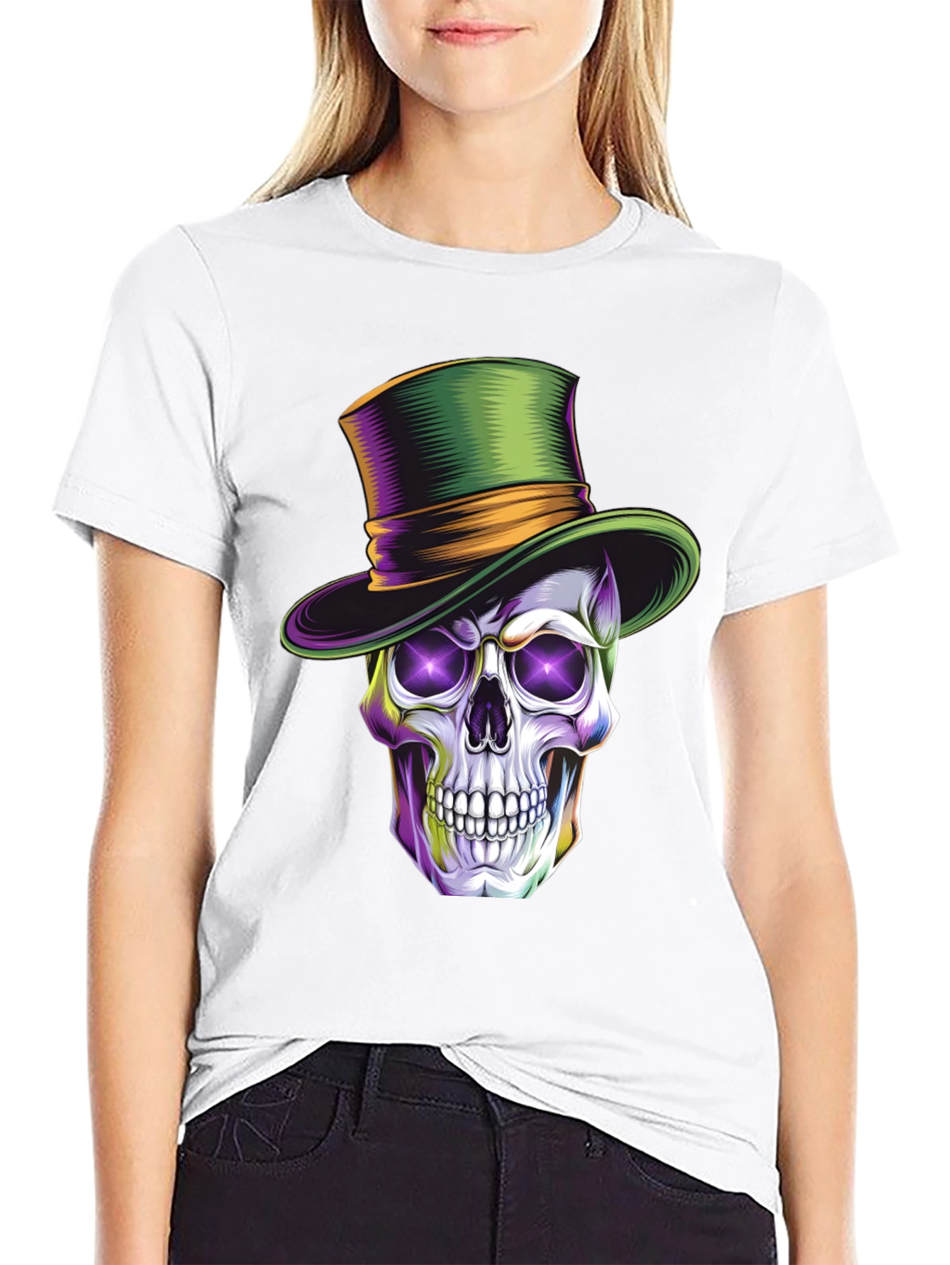Skull with Top Hat Graphic T-Shirt
