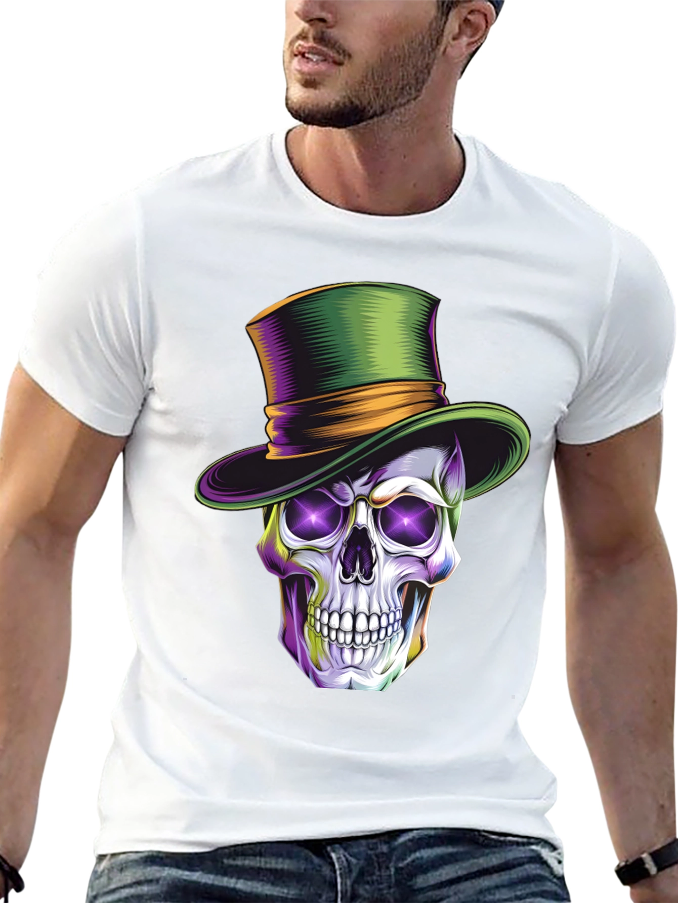 Skull with Top Hat Graphic T-Shirt