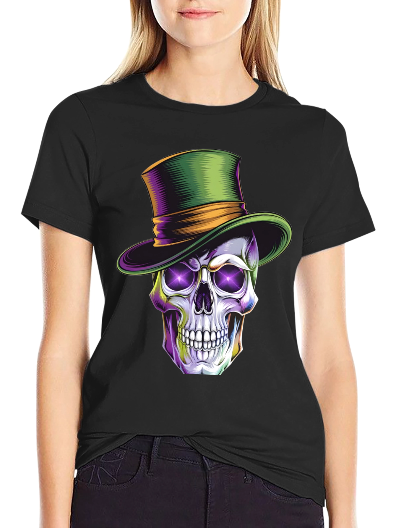 Skull with Top Hat Graphic T-Shirt