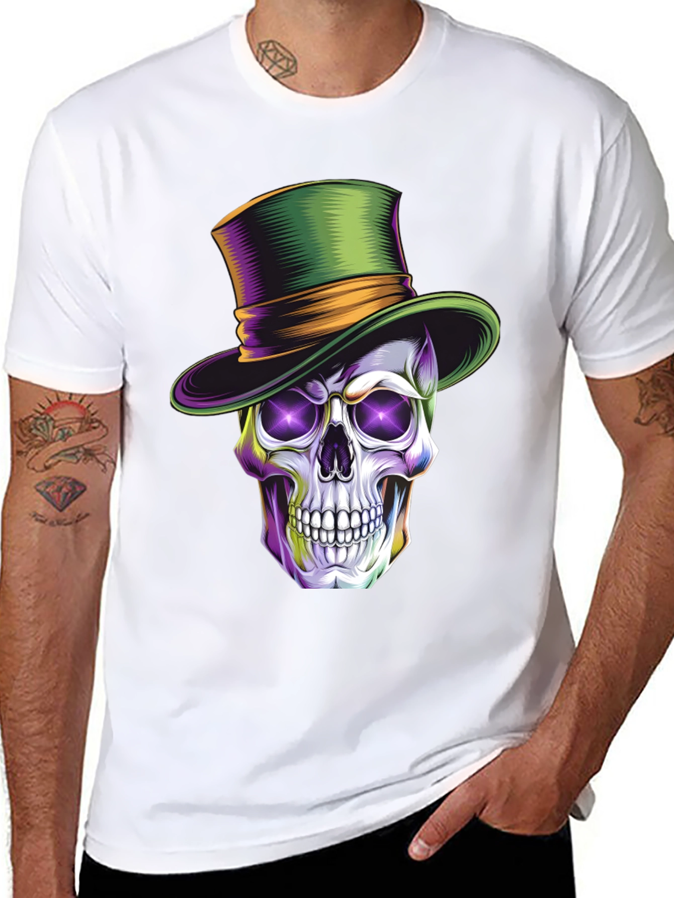 Skull with Top Hat Graphic T-Shirt