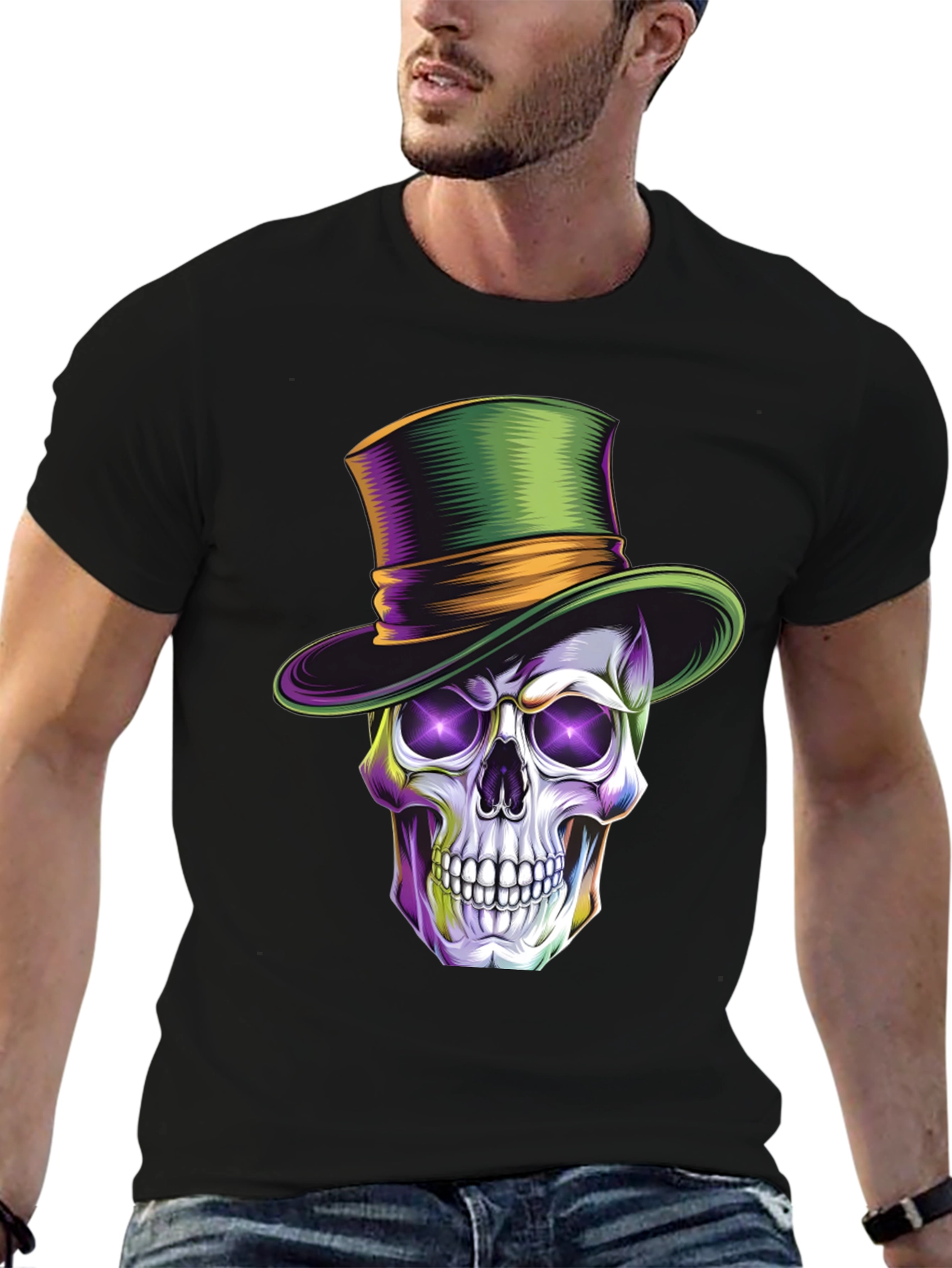 Skull with Top Hat Graphic T-Shirt