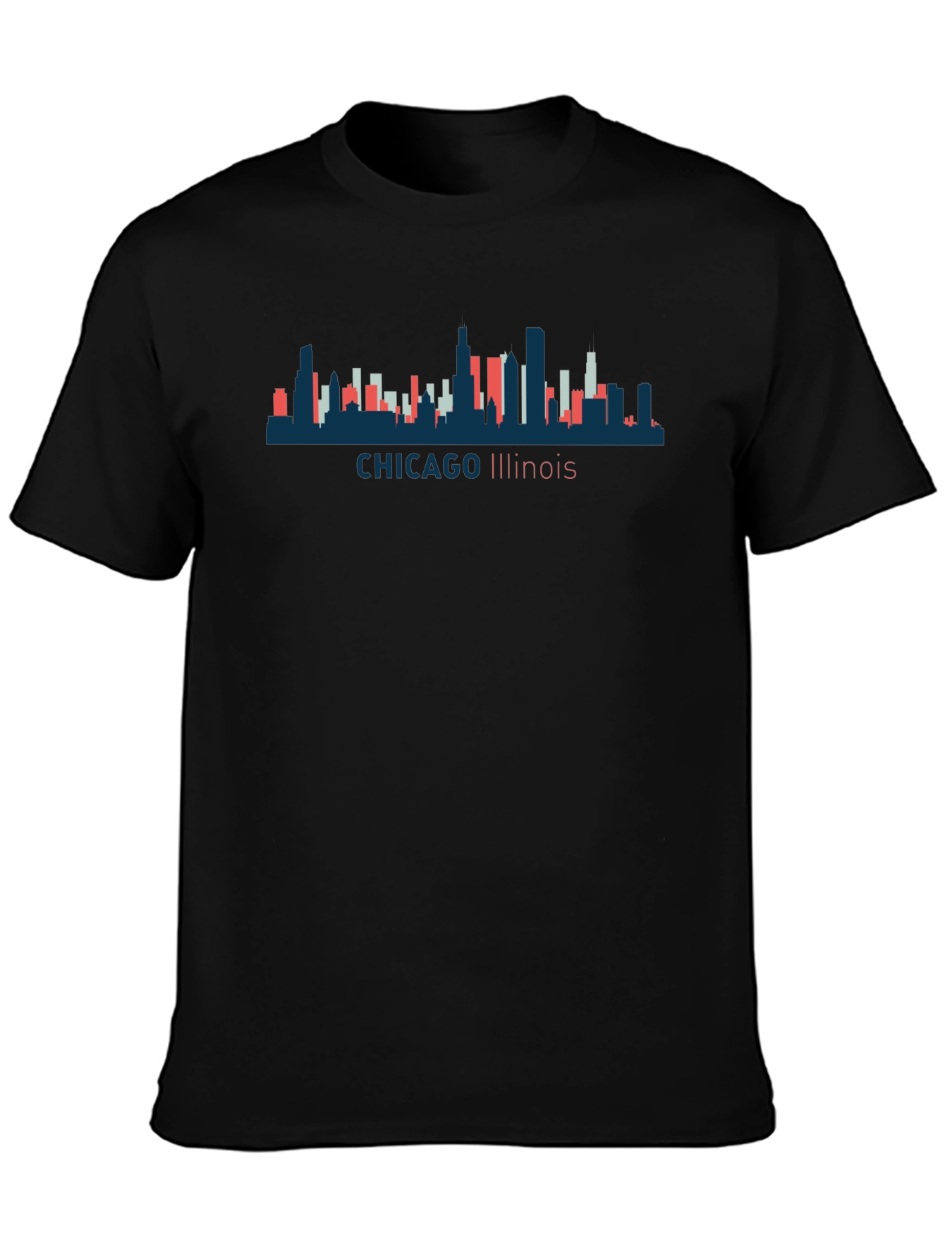 Chicago Illinois Skyline Graphic Tee - Unisex Black T-Shirt
