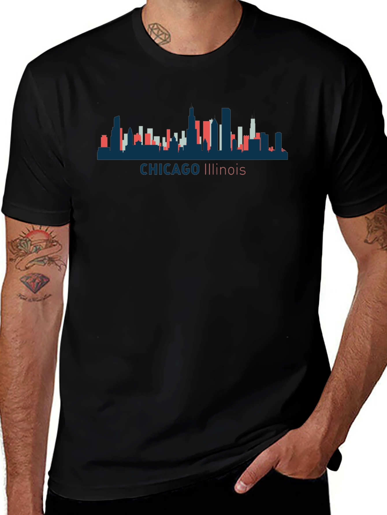 Chicago Illinois Skyline Graphic Tee - Unisex Black T-Shirt