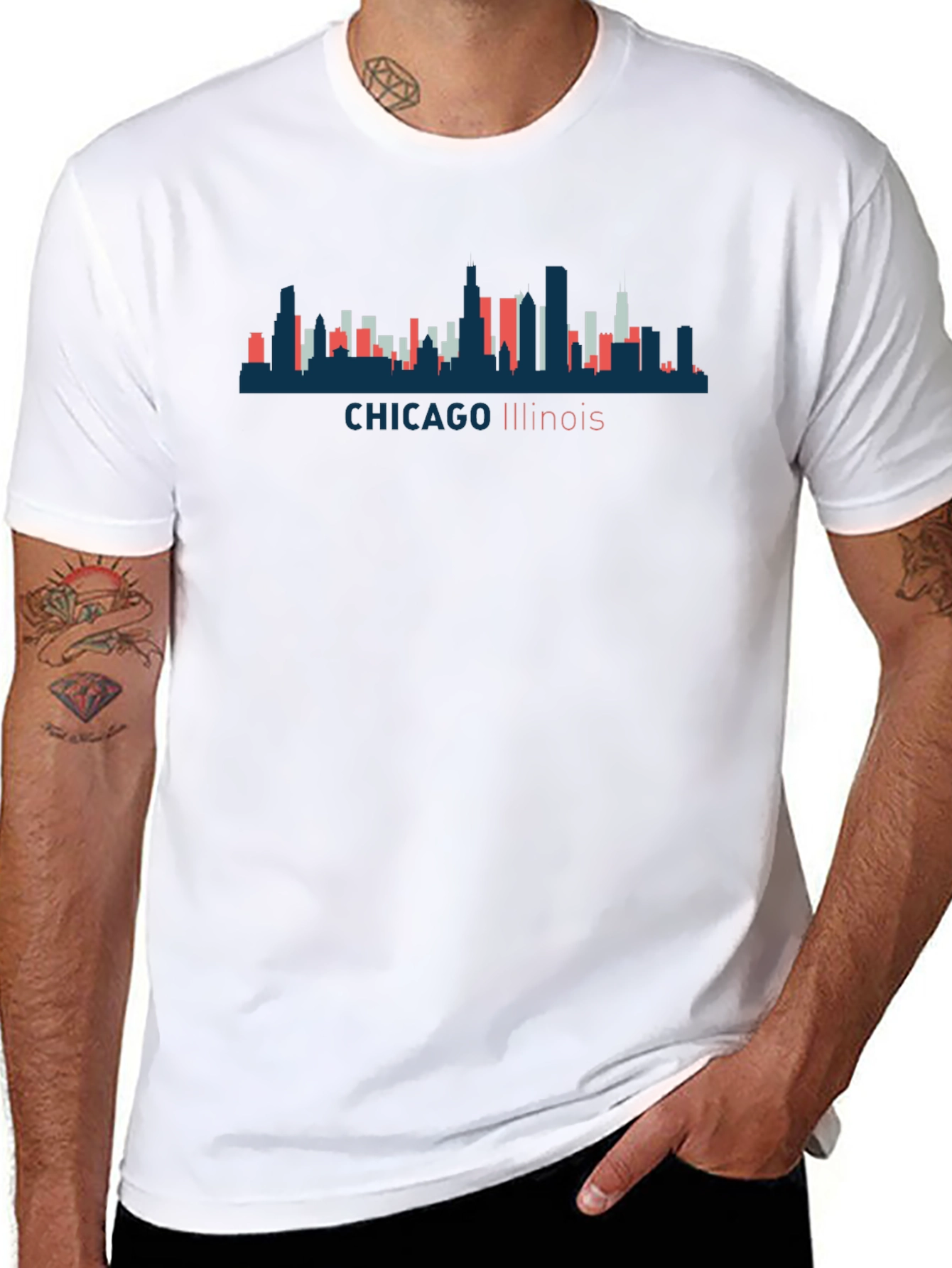 Chicago Illinois Skyline Graphic Tee - Unisex Black T-Shirt