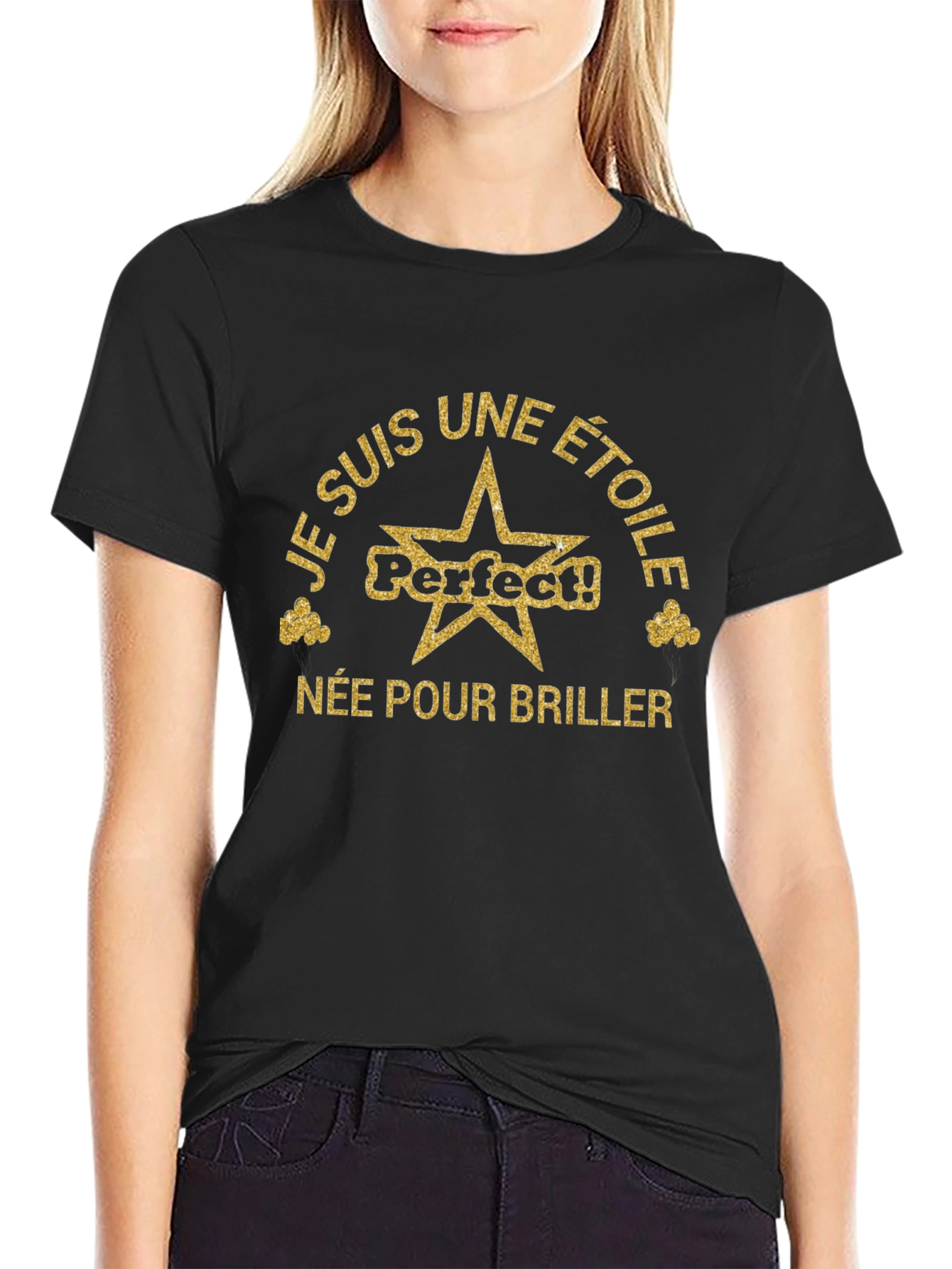 Black Tee with Je Suis Une Etoile Design
