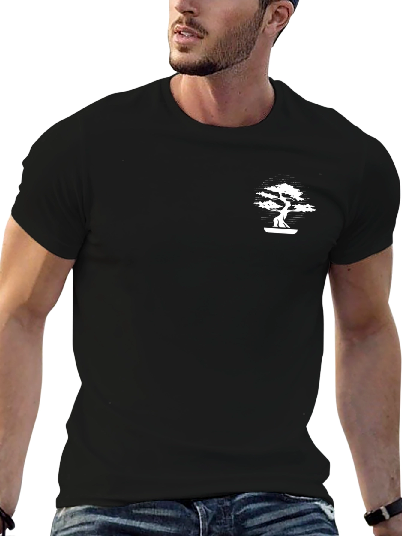 Mens Black Bonsai Tree Graphic T-Shirt