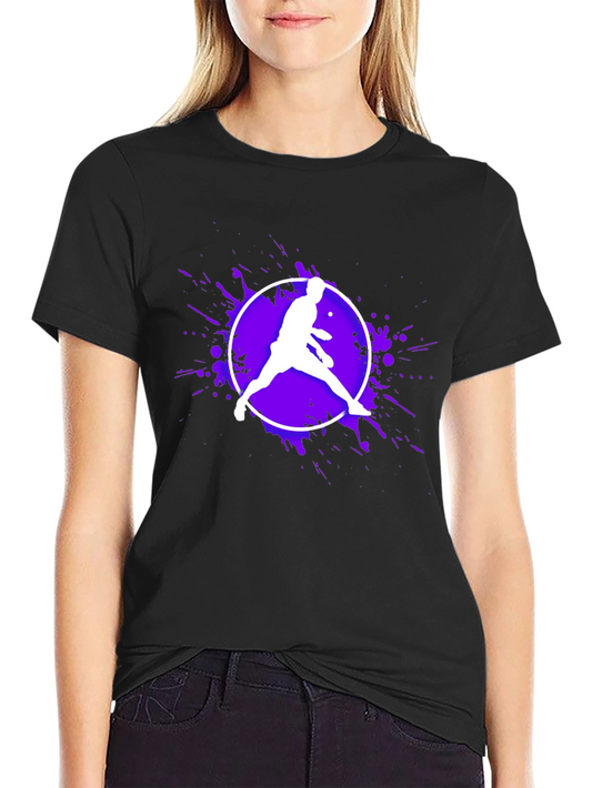 Black Tennis Player Graphic T-Shirt