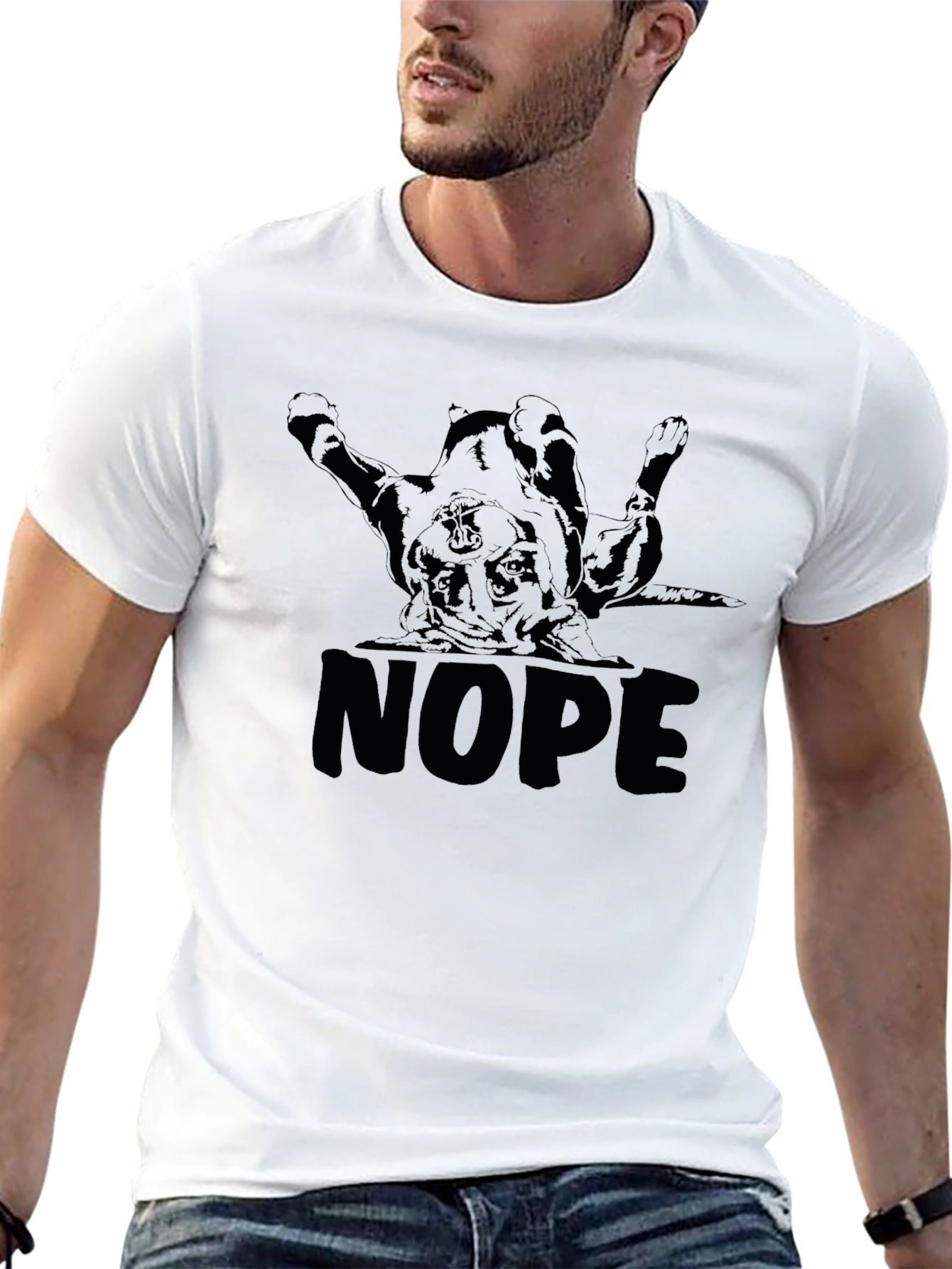 Mens NOPE Dog Graphic T-Shirt - Black