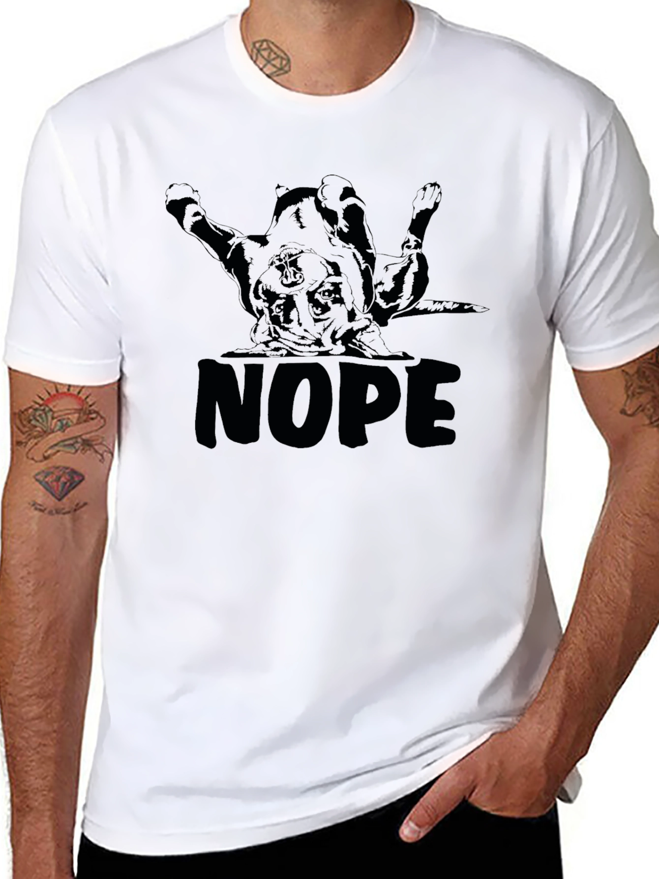Mens NOPE Dog Graphic T-Shirt - Black