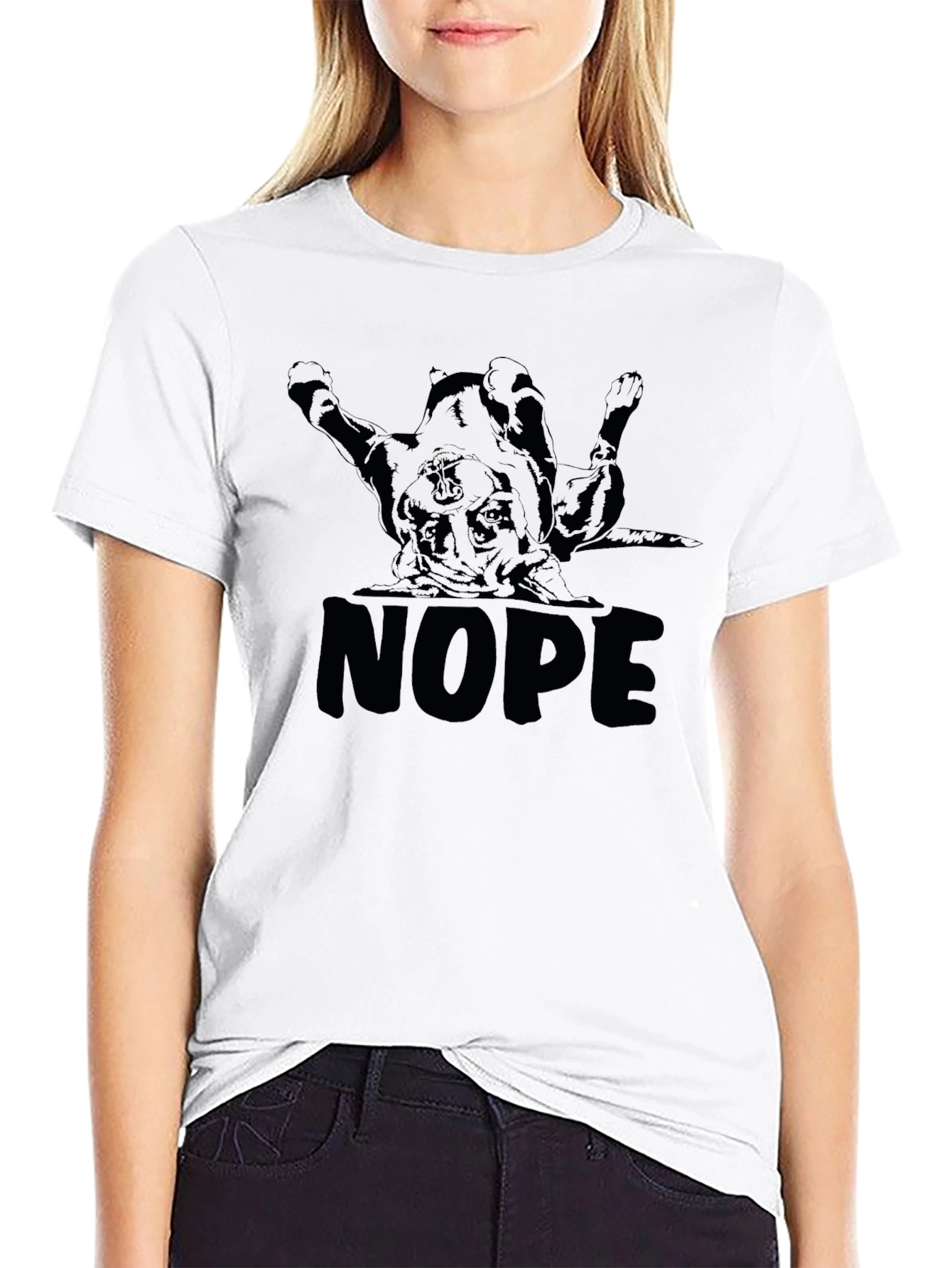 Mens NOPE Dog Graphic T-Shirt - Black