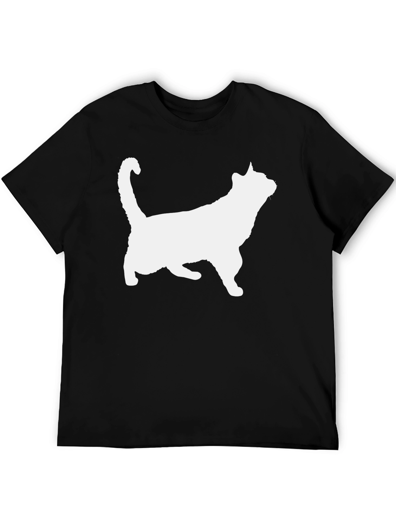 Cat Silhouette Graphic Tee - Black