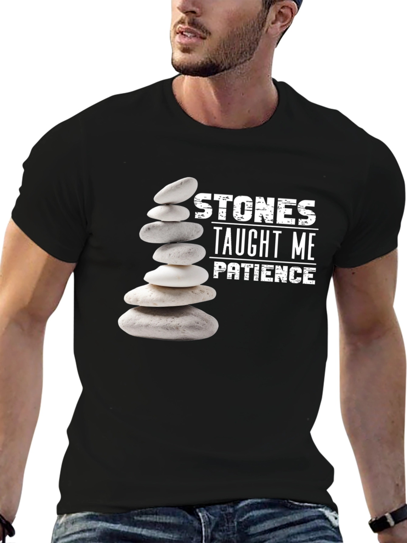 Stones Taught Me Patience Black T-Shirt