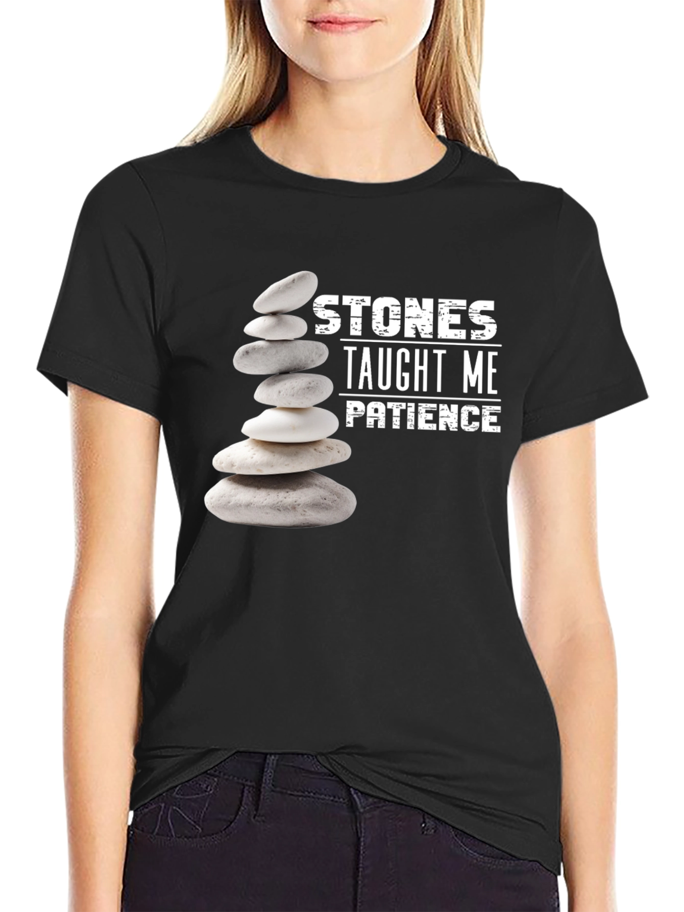 Stones Taught Me Patience Black T-Shirt