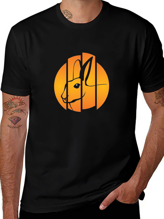 Hare Graphic Tee - Stylish Black Cotton Rabbit Design Shirt
