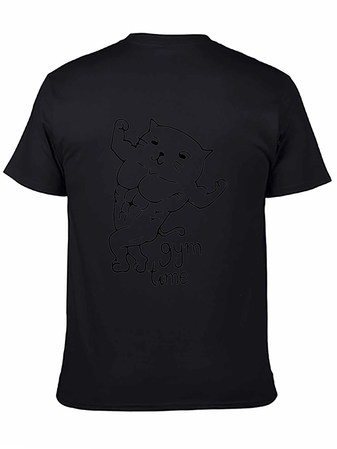 Gym Time Cat Graphic Tee - Black
