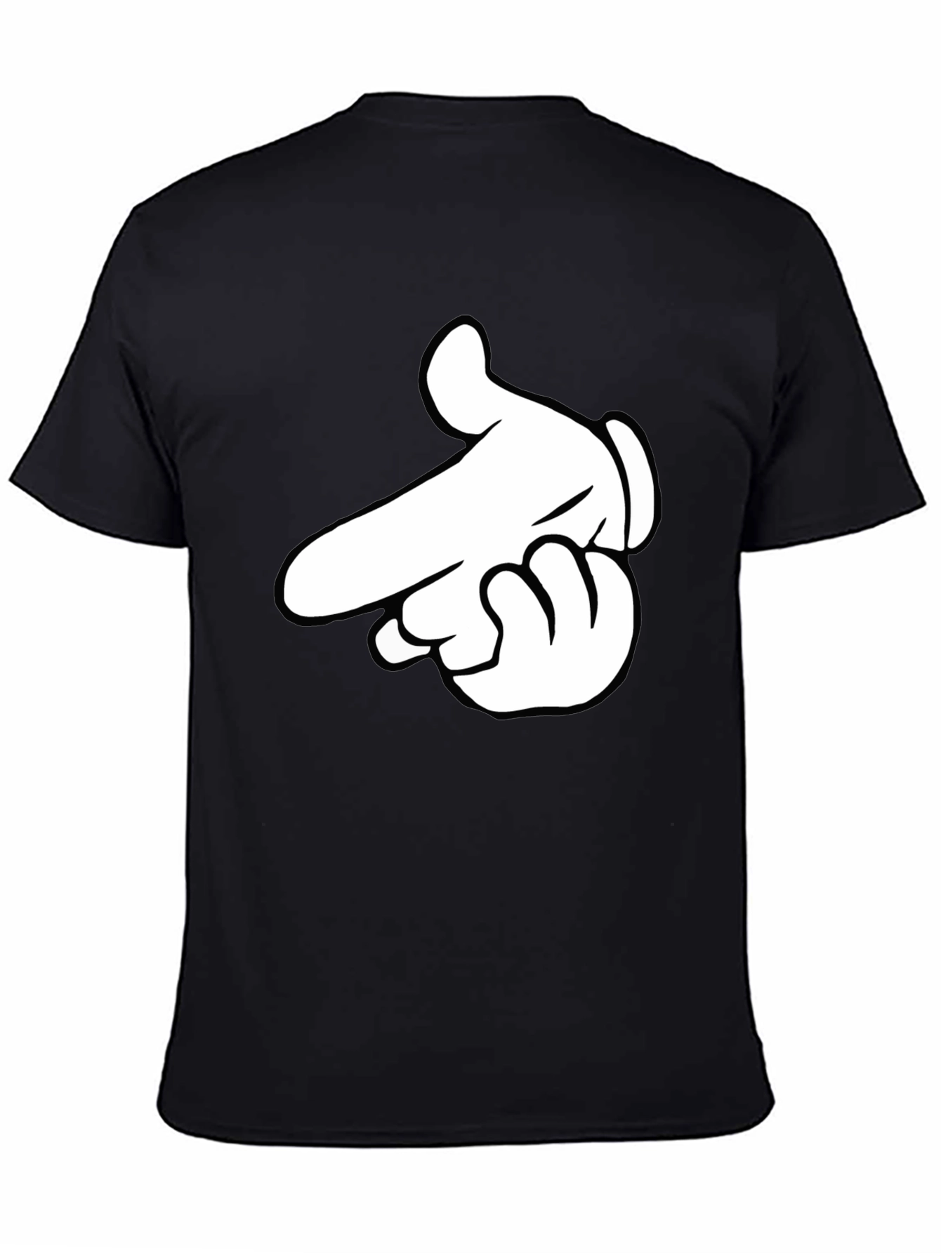 Cartoon Hand Gesture Black T-Shirt