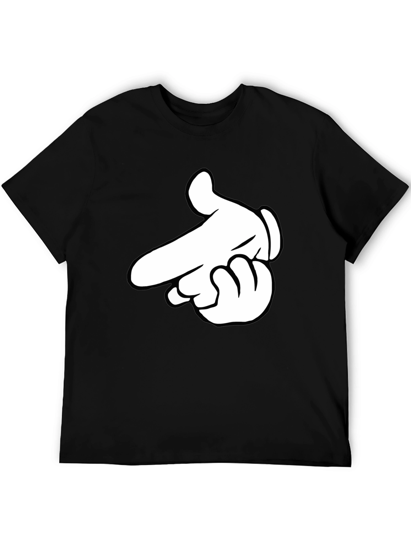Cartoon Hand Gesture Black T-Shirt