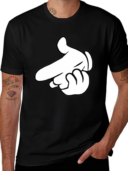Cartoon Hand Gesture Black T-Shirt