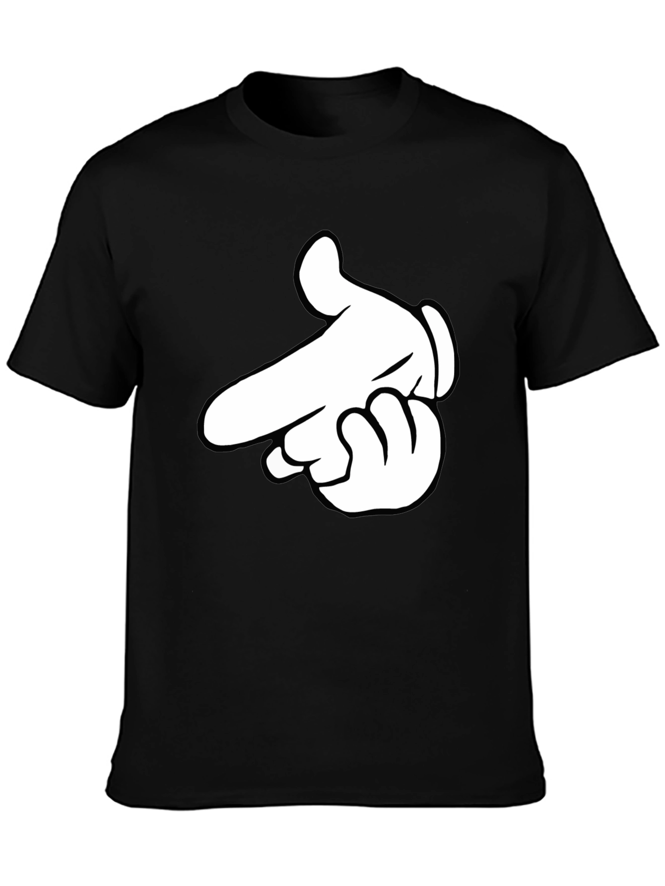 Cartoon Hand Gesture Black T-Shirt
