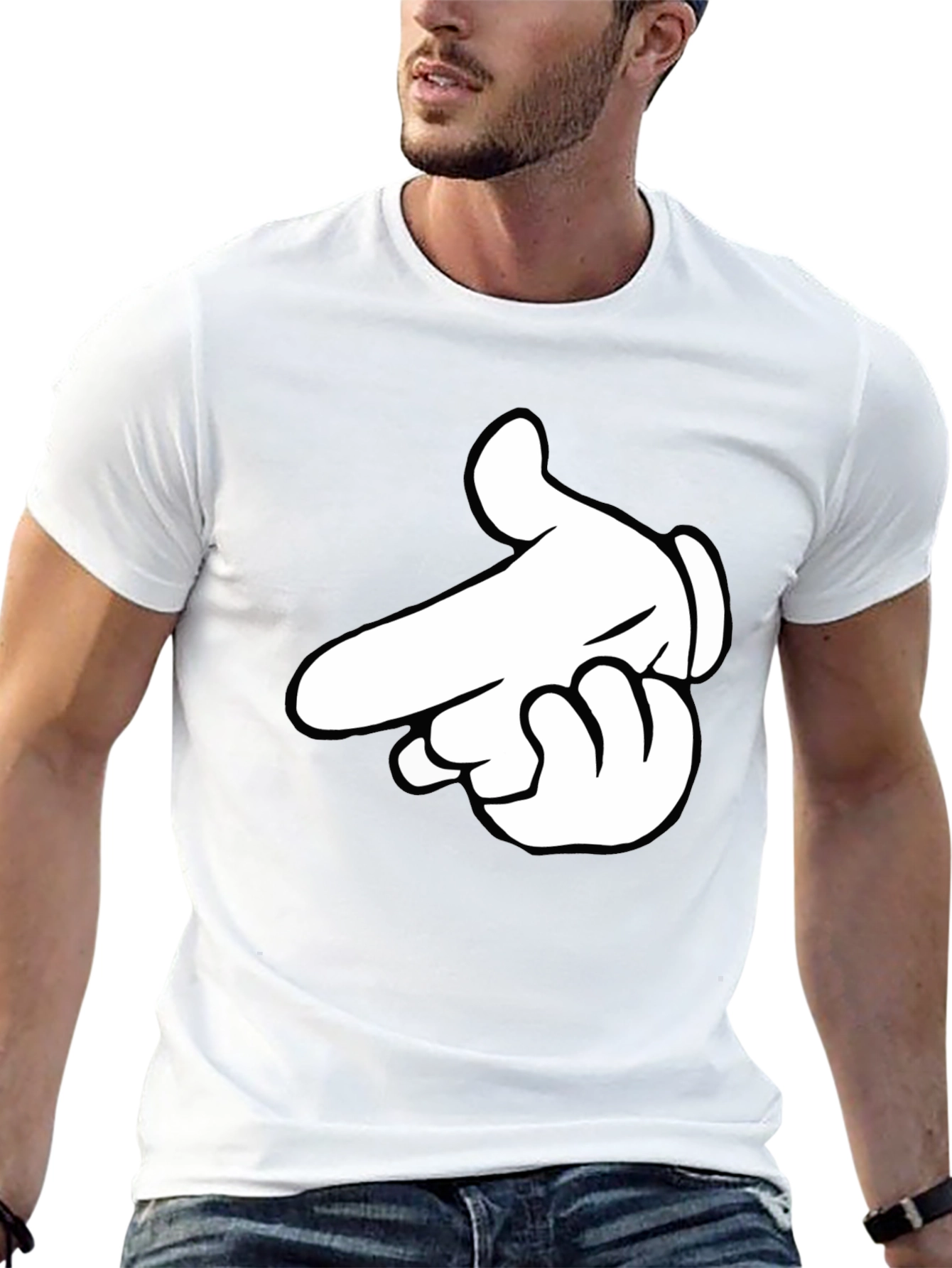 Cartoon Hand Gesture Black T-Shirt