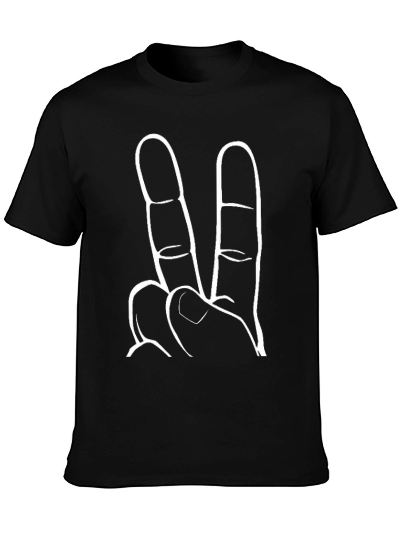 Peace Sign Graphic Tee - Black Cotton