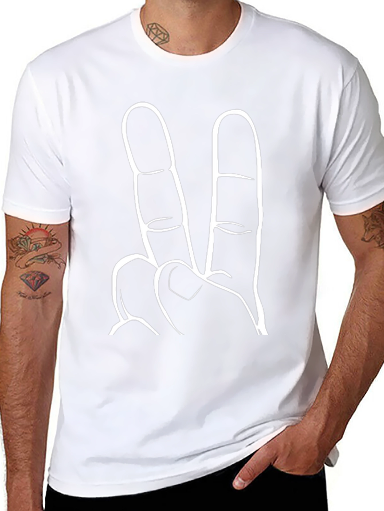 Peace Sign Graphic Tee - Black Cotton