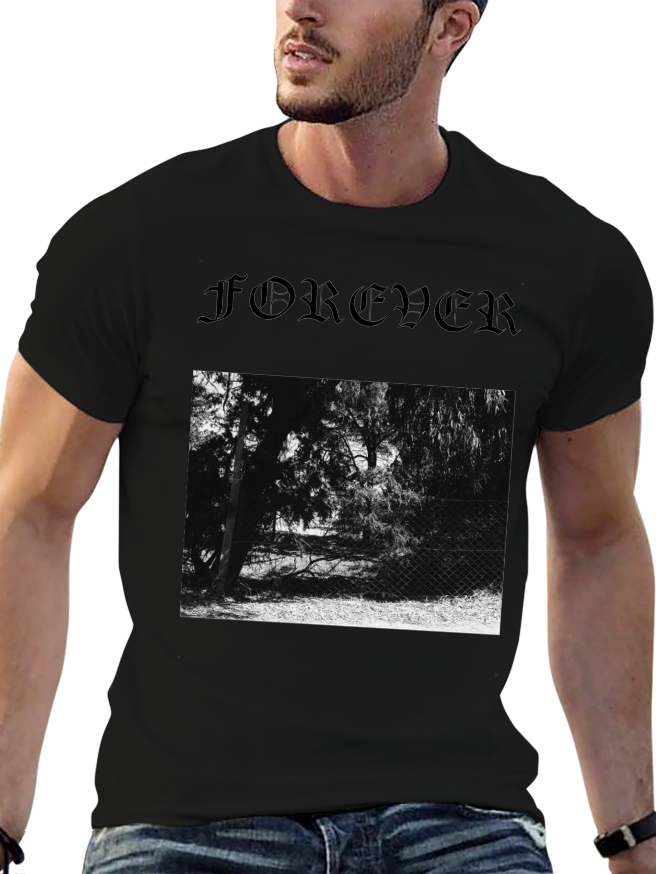 Forever Black Graphic Tee - Nature Scene