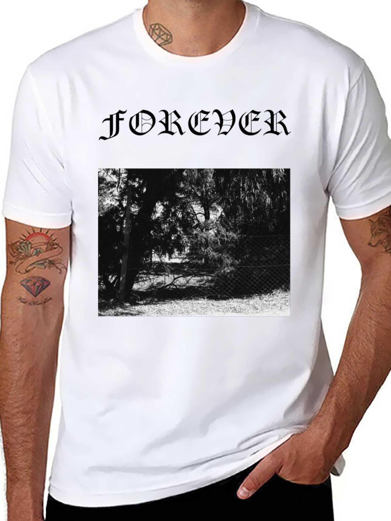 Forever Black Graphic Tee - Nature Scene