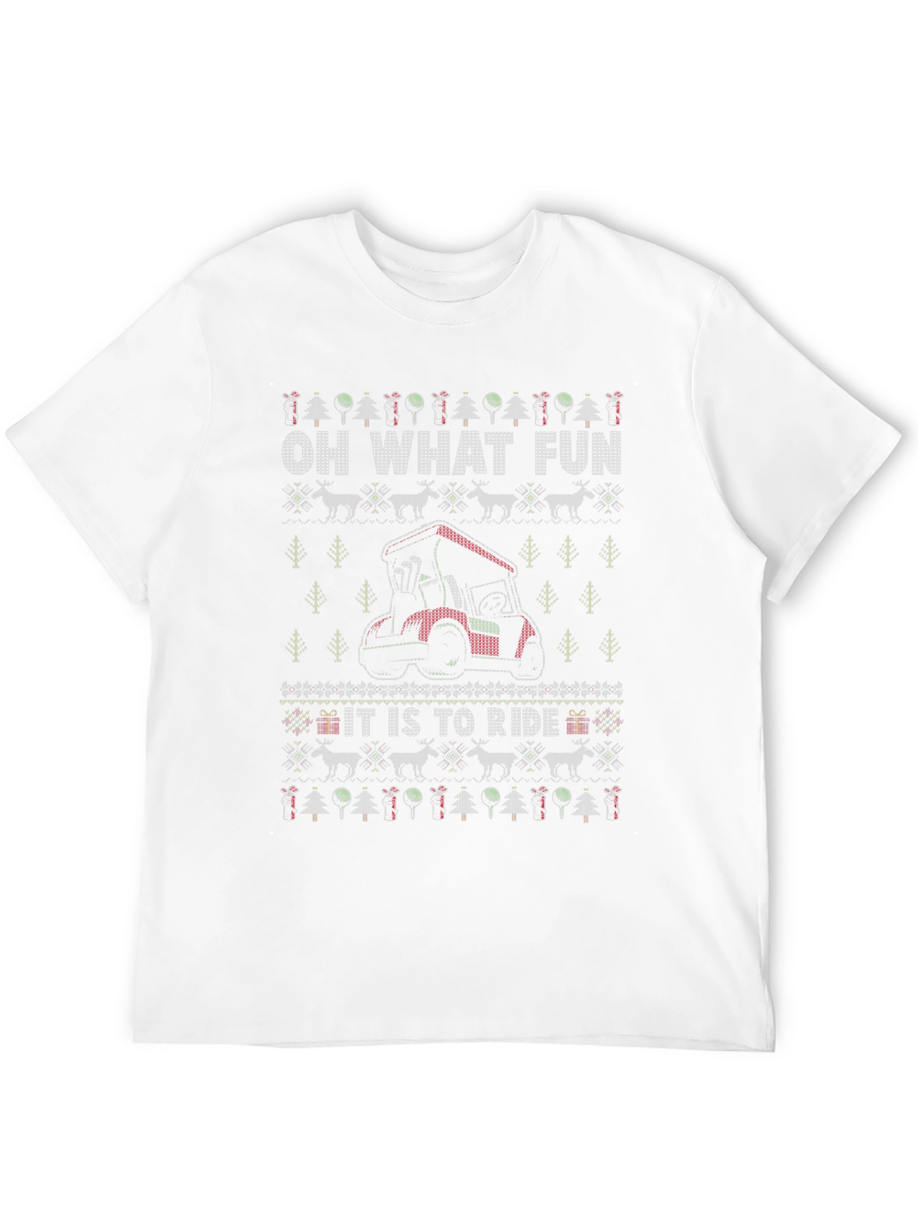 Festive Golf Cart Ugly Christmas T-Shirt