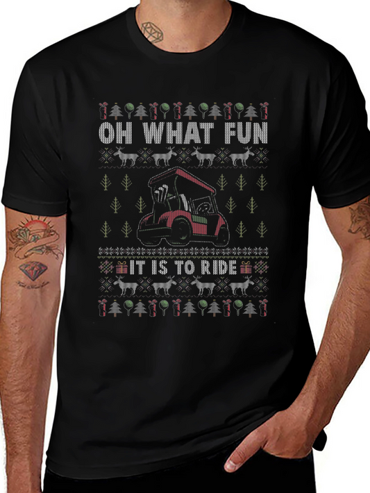 Festive Golf Cart Ugly Christmas T-Shirt