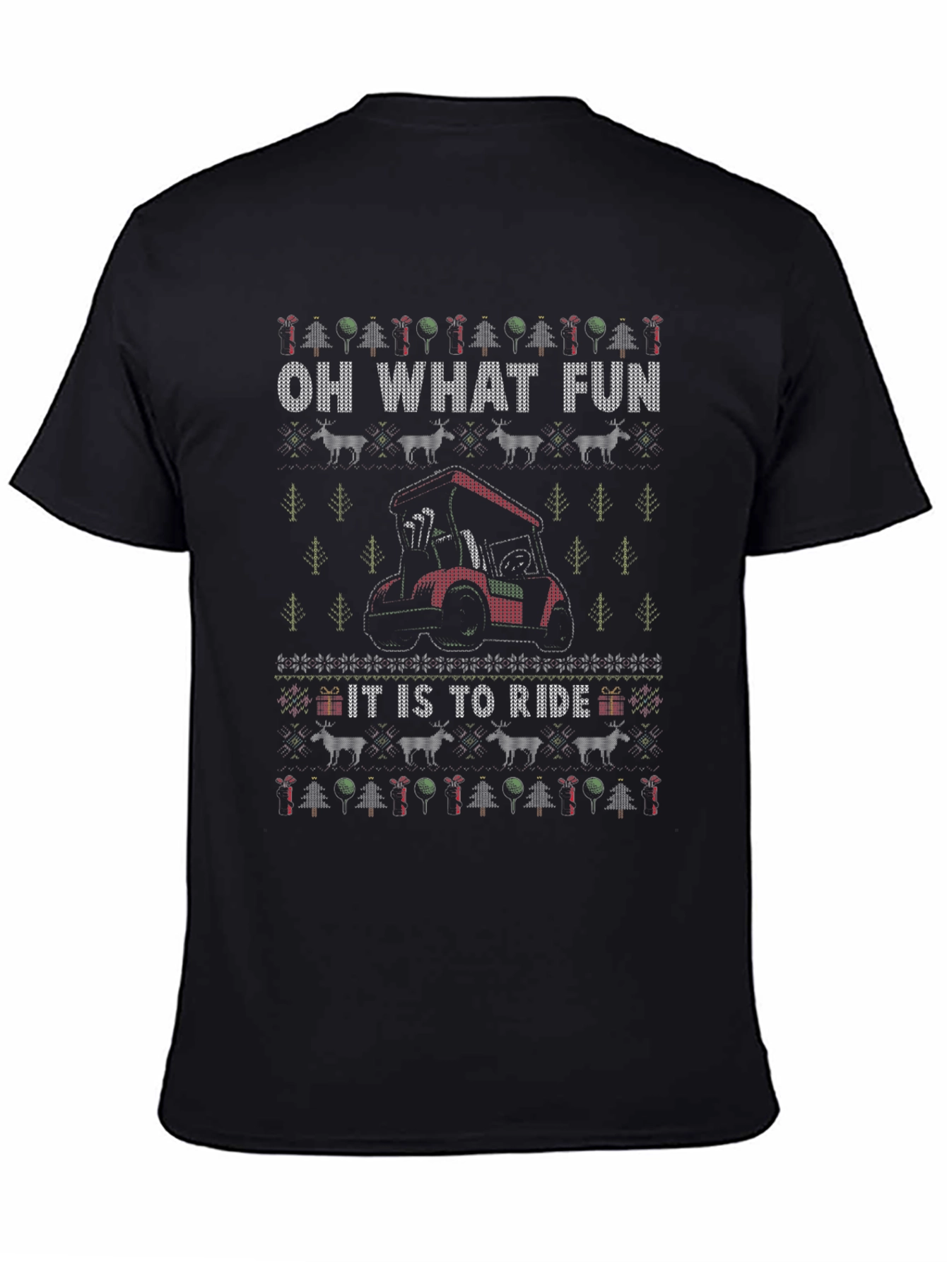 Festive Golf Cart Ugly Christmas T-Shirt