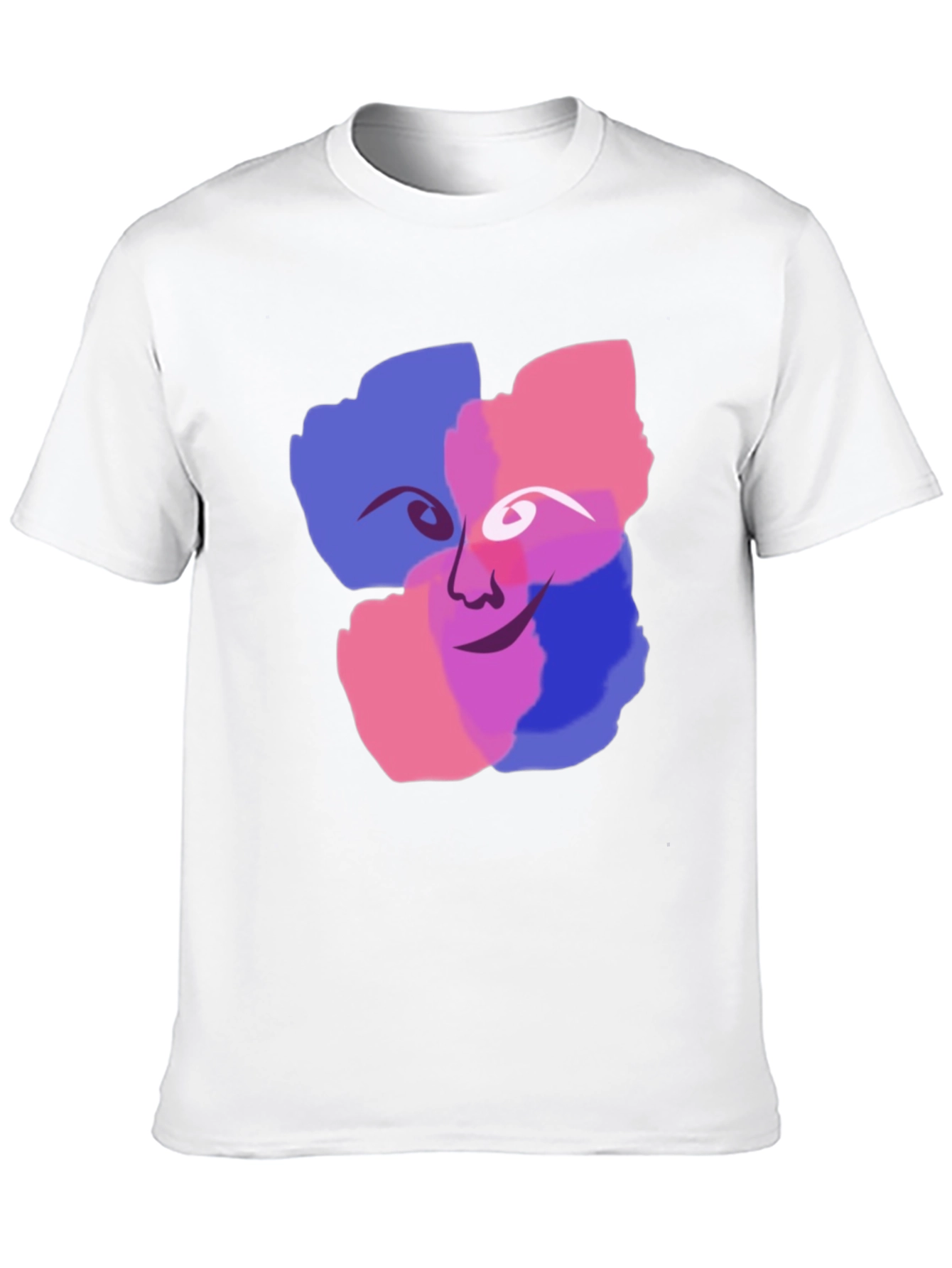 Abstract Face Graphic Print Black T-Shirt