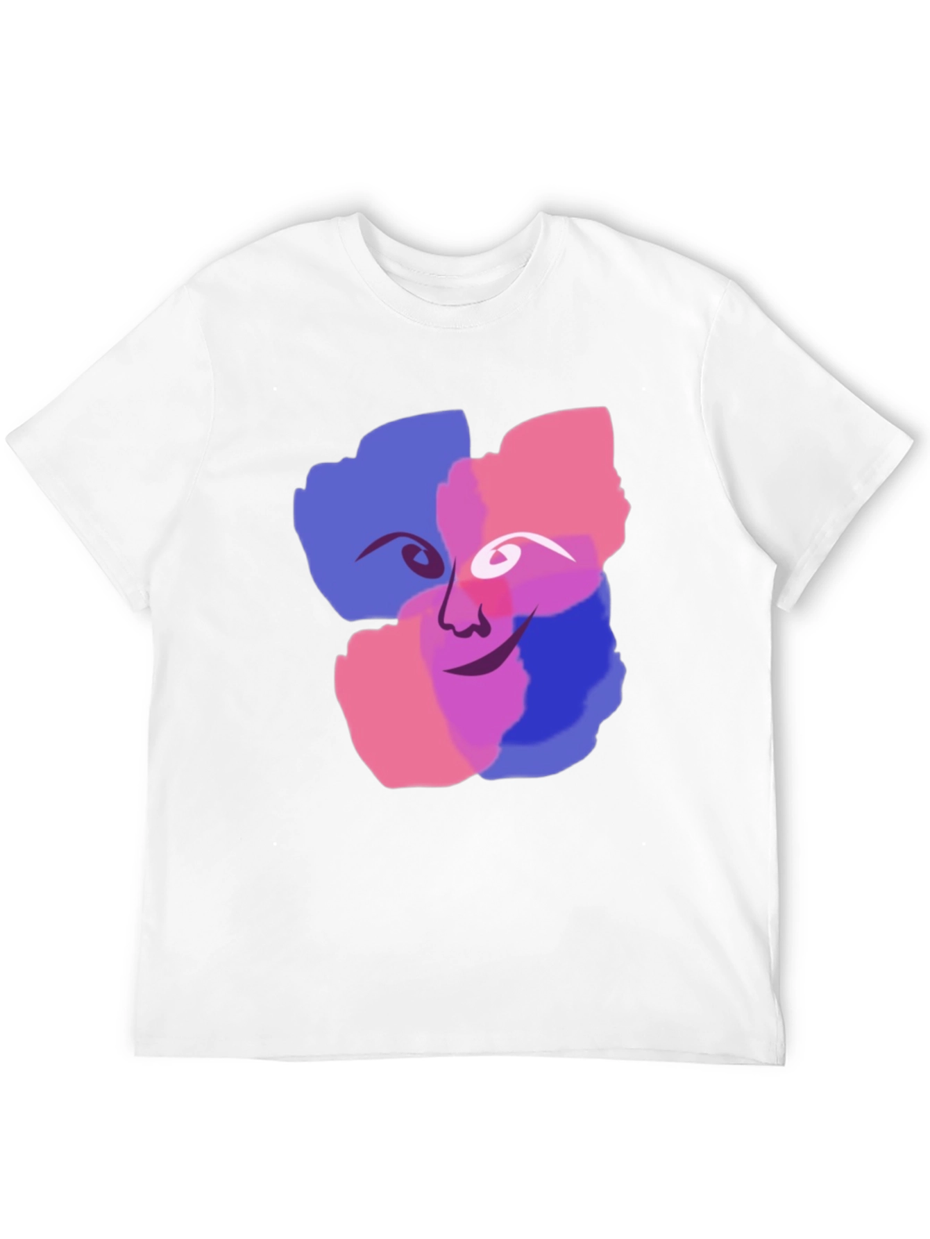 Abstract Face Graphic Print Black T-Shirt