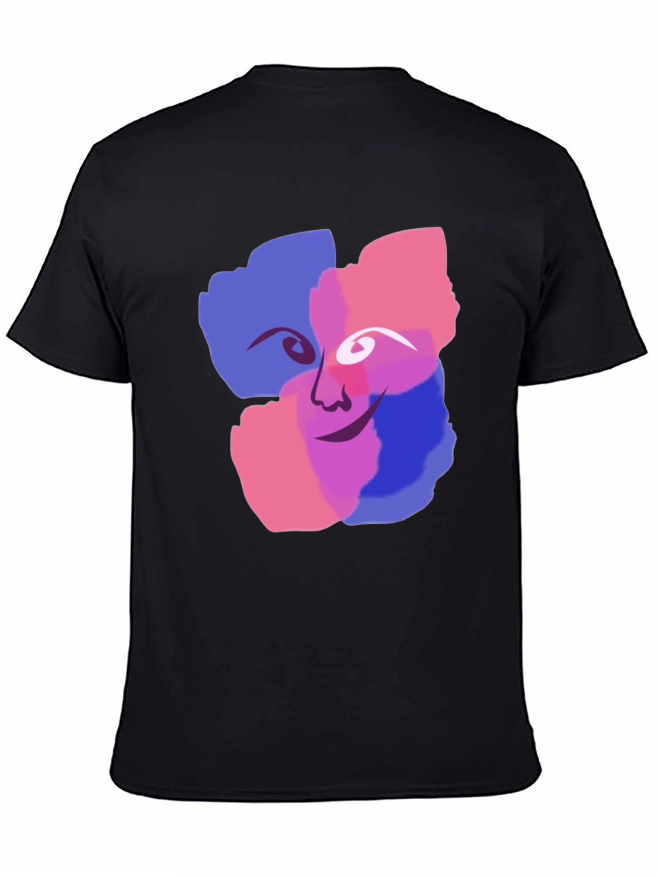 Abstract Face Graphic Print Black T-Shirt
