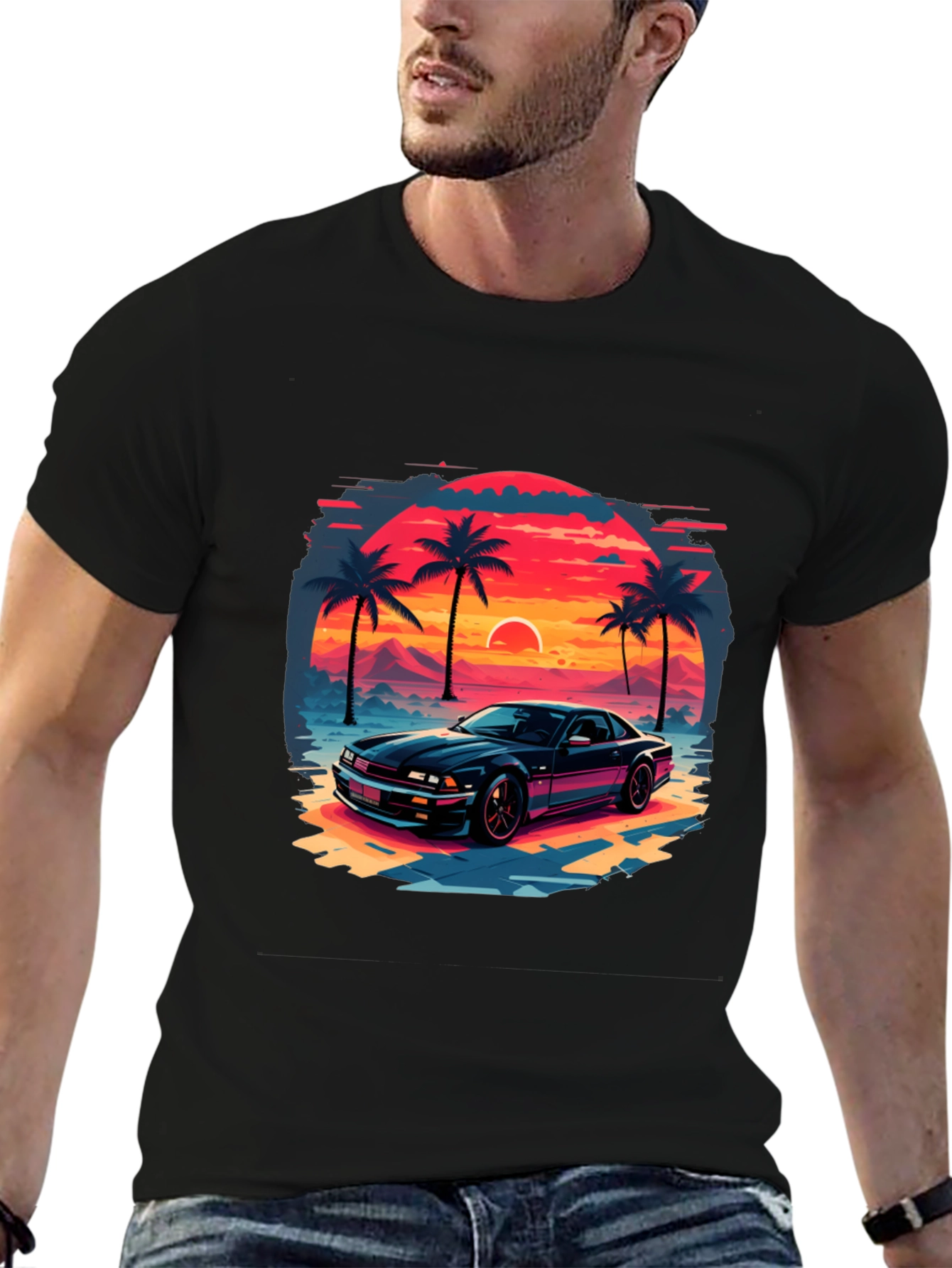 Retro Sunset Car Graphic Tee
