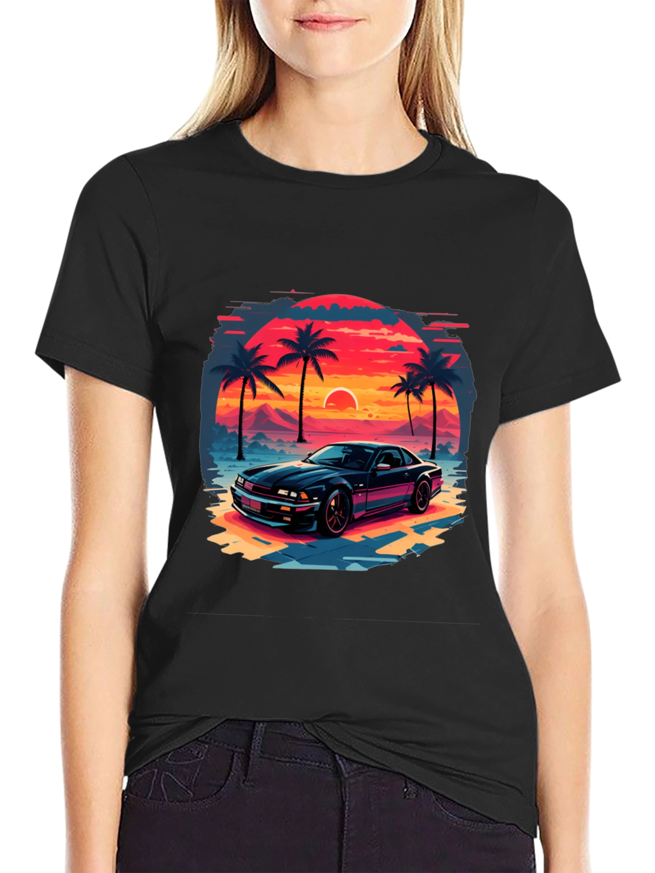 Retro Sunset Car Graphic Tee