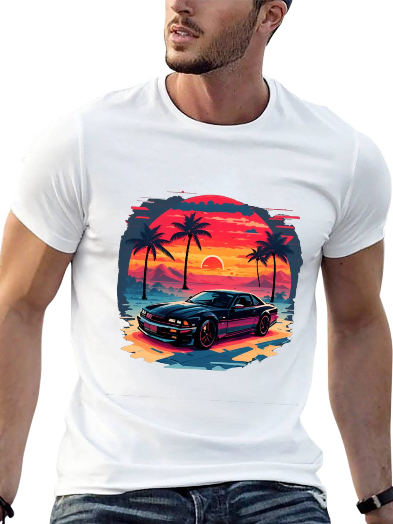 Retro Sunset Car Graphic Tee