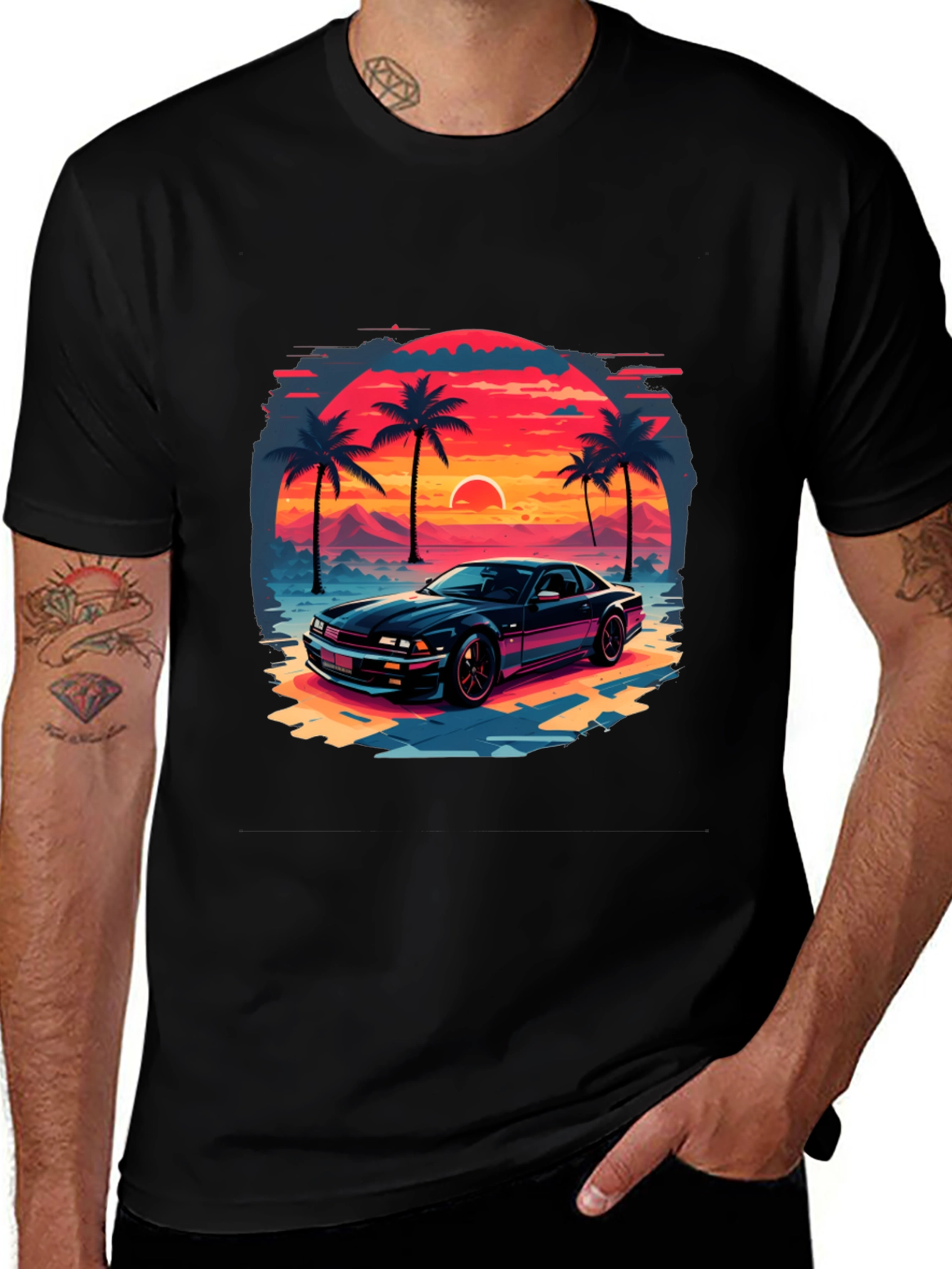 Retro Sunset Car Graphic Tee