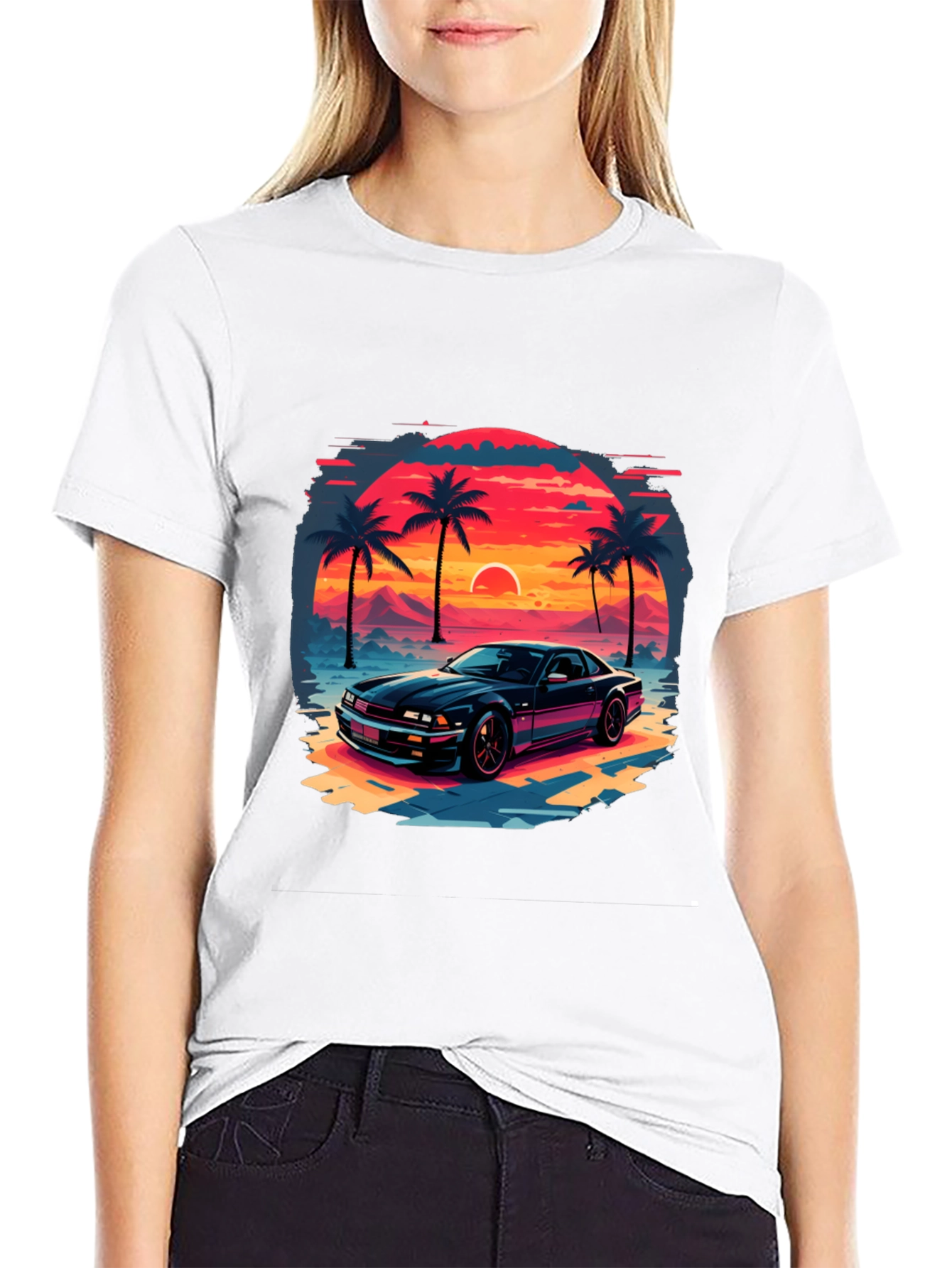 Retro Sunset Car Graphic Tee