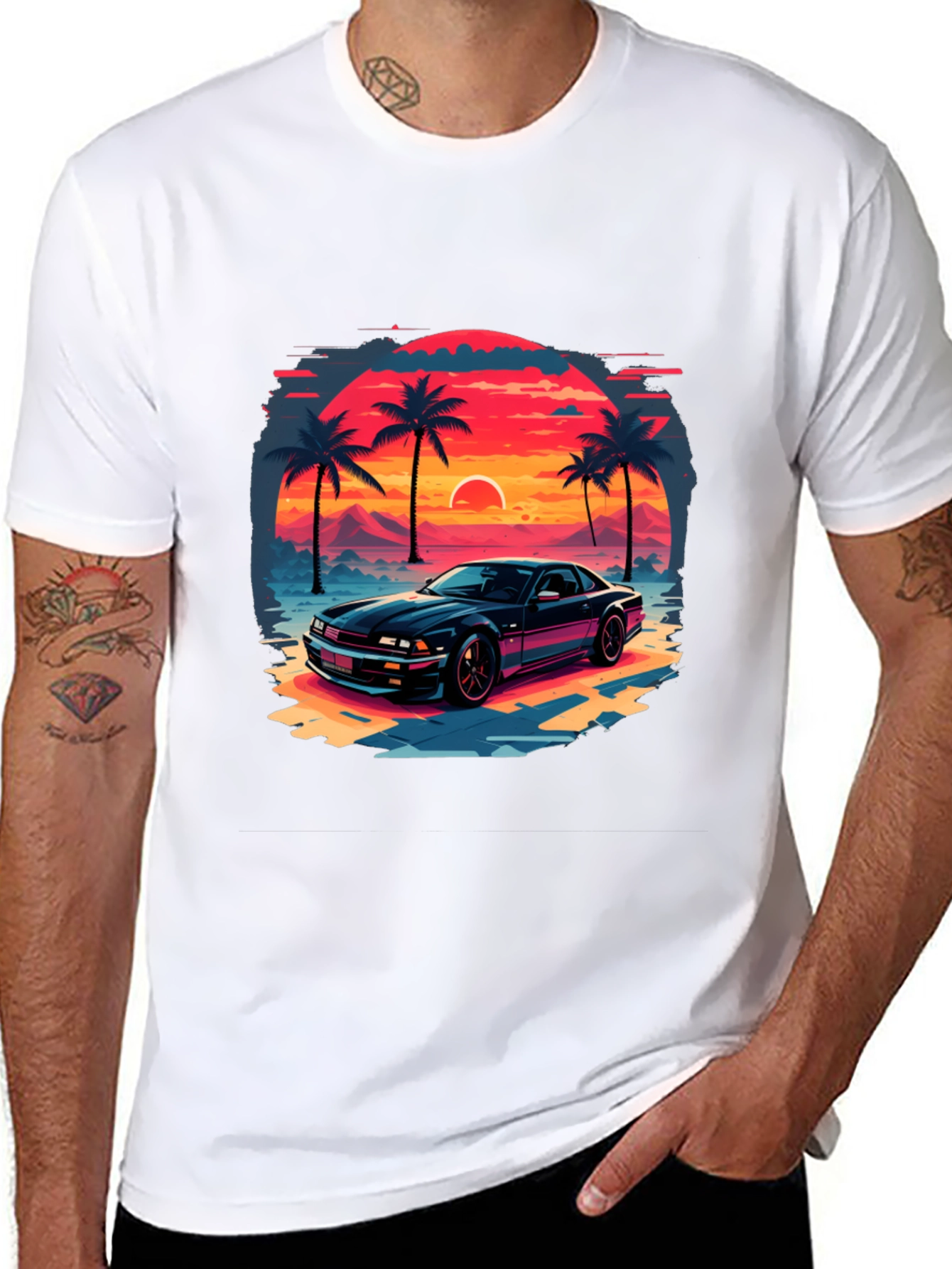 Retro Sunset Car Graphic Tee