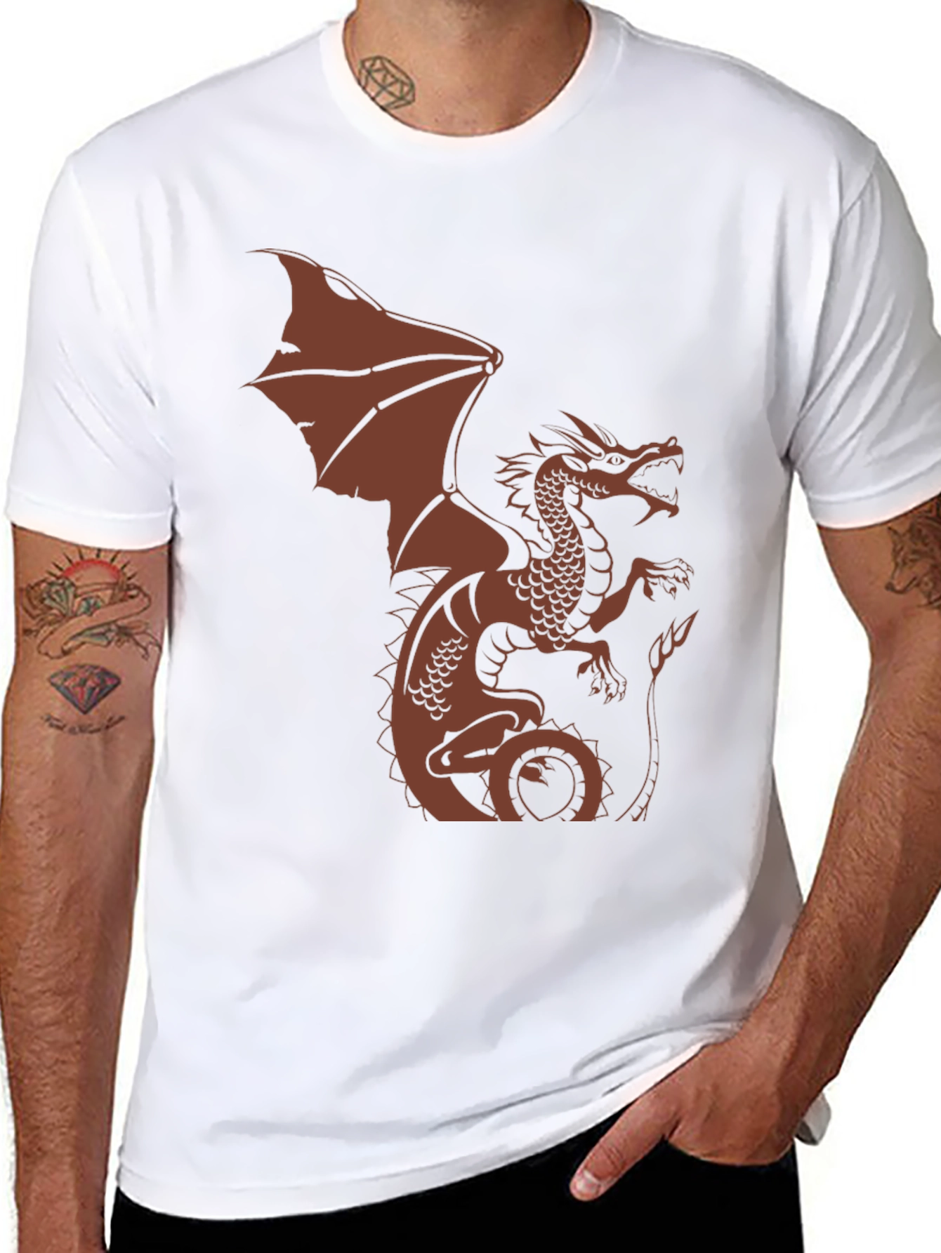 Dragon Graphic Tee - Black Cotton Blend