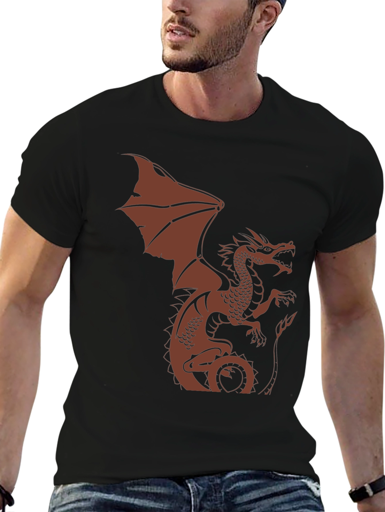 Dragon Graphic Tee - Black Cotton Blend