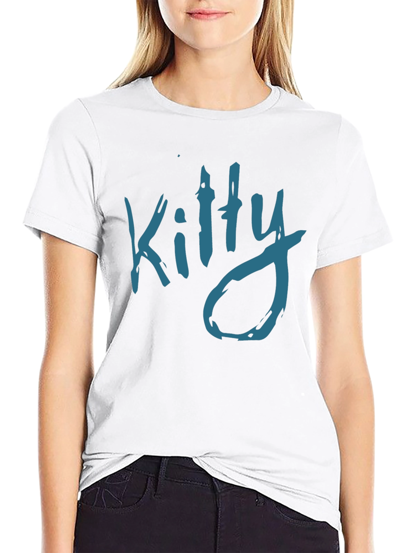 Kitty Graphic T-Shirt - Mens Black Crew Neck Tee