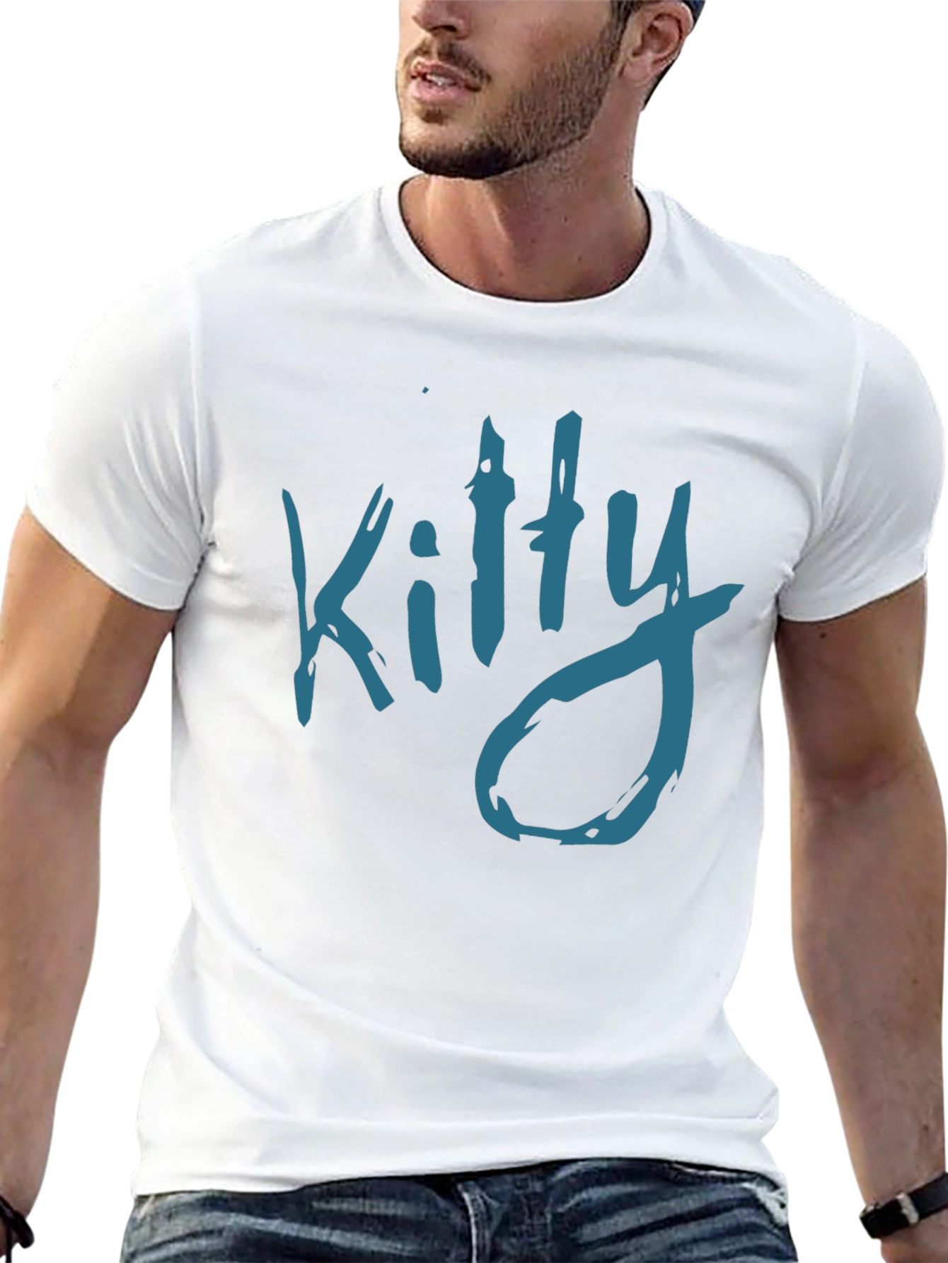 Kitty Graphic T-Shirt - Mens Black Crew Neck Tee