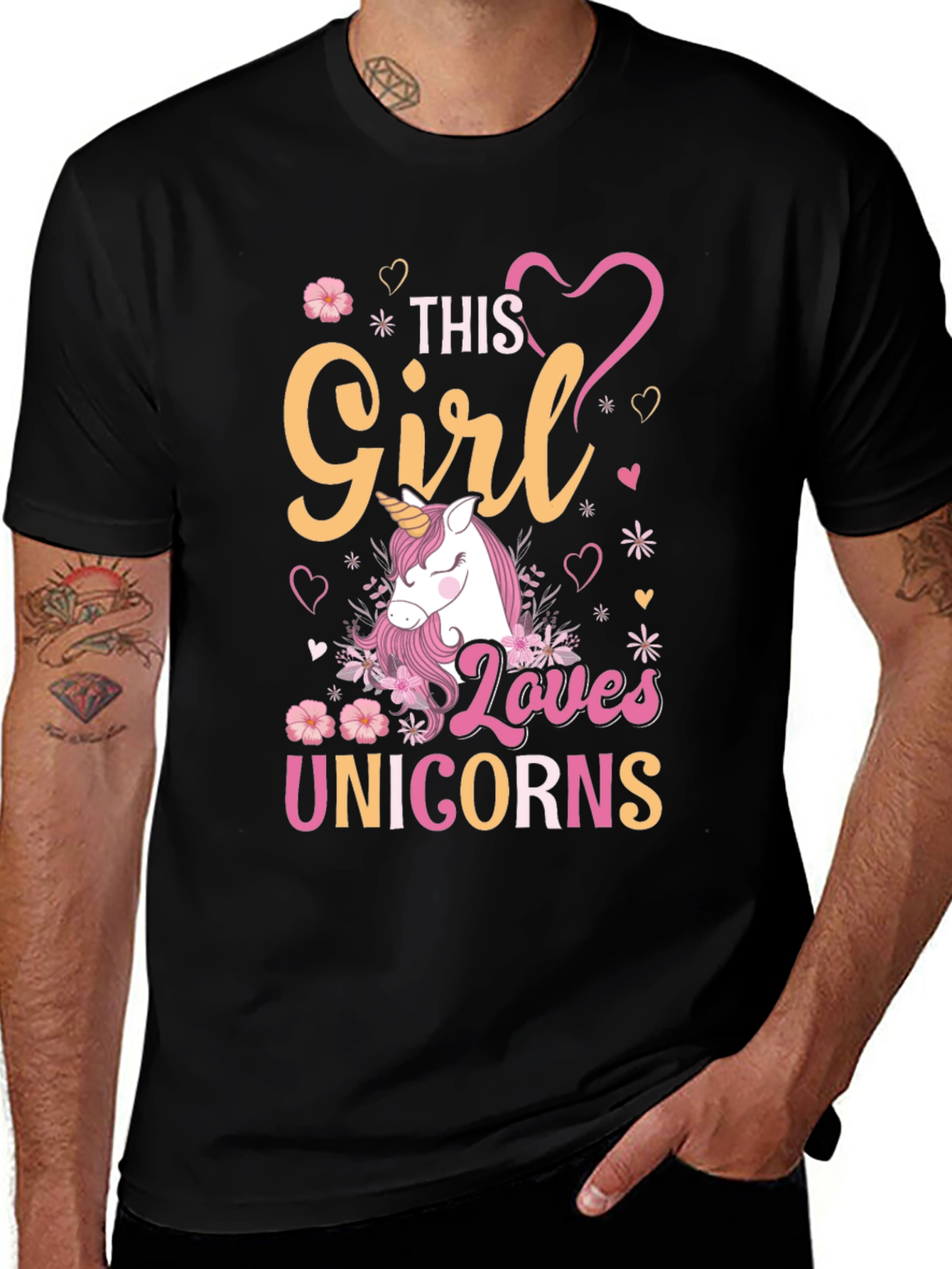 Girl Loves Unicorns T-Shirt Black