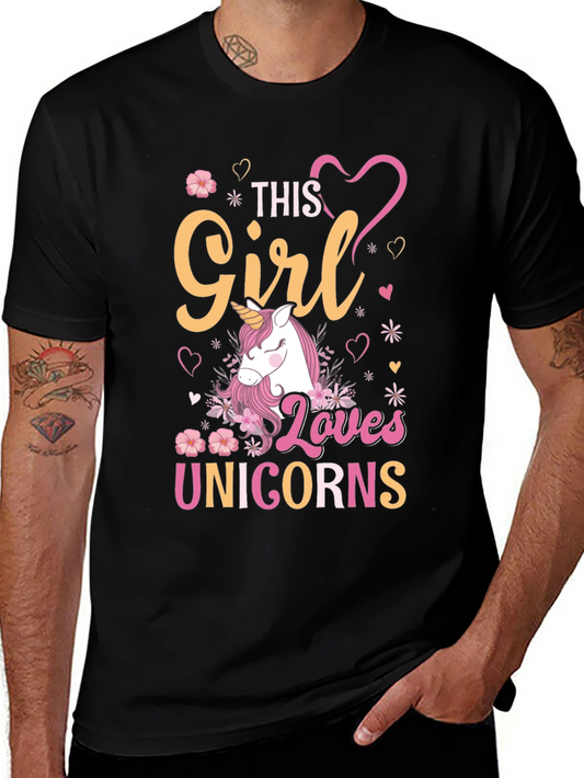 Girl Loves Unicorns T-Shirt Black